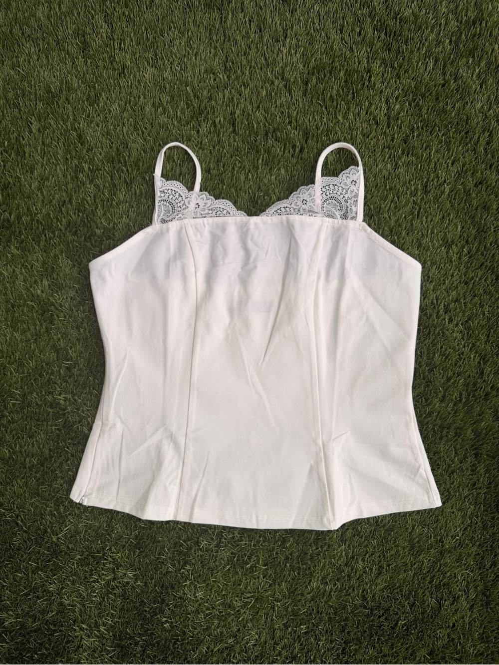 White Lace Trim Cami Tank Top Y2K Coquette Cottagecore Sleeveless Top